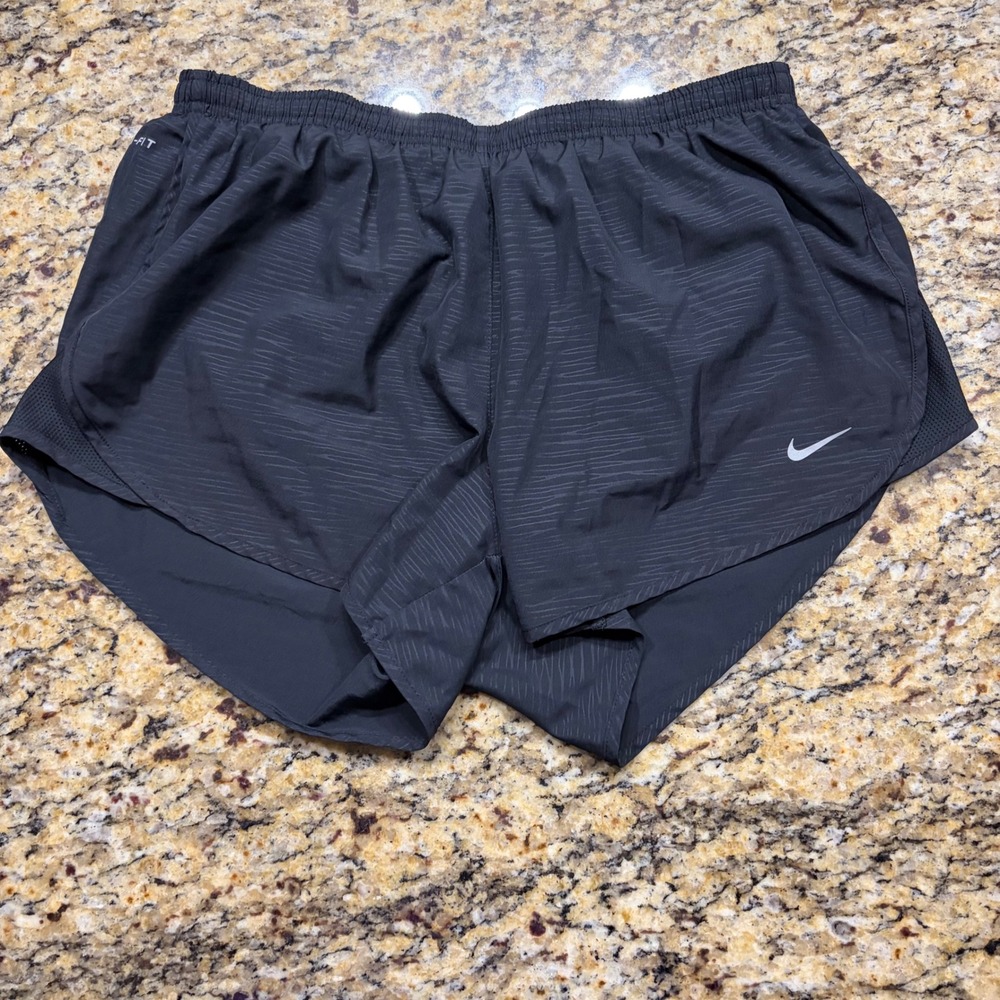 Nike Dri-FIT Mens Running Shorts Black Textured Zipper Pocket Large ws